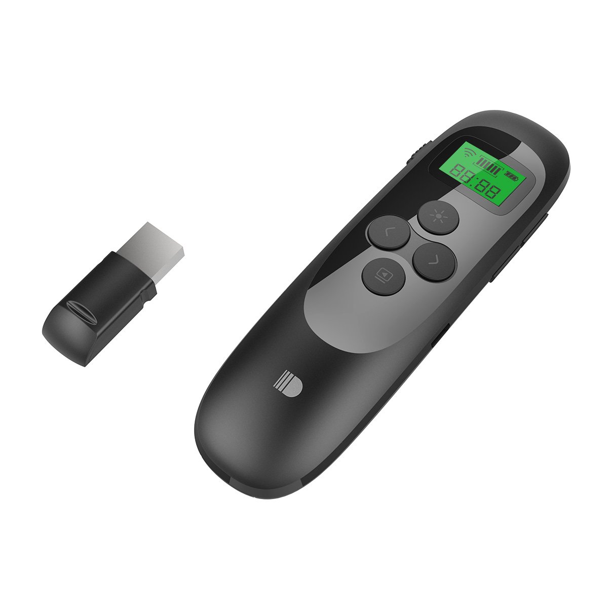 DSIT021---Presentation Remote, Doosl Rechargeable Wireless Presenter with LCD Display, 2.4GHz Wireless USB Powerpoint PPT Clicker Remote Control (Black)